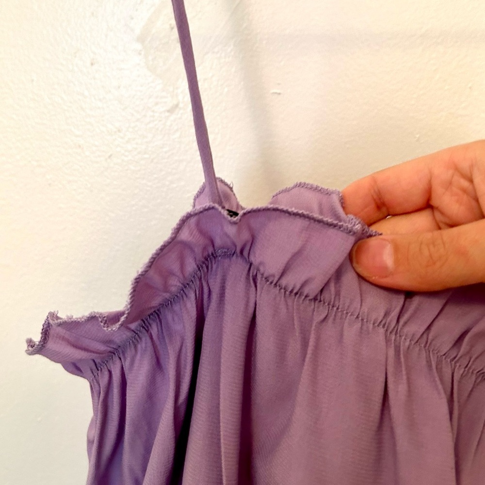 Shein Lavender Ruffle Crop Top w Elastic Size S - Picture 2 of 7